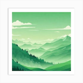 Misty mountains background in green tone 37 Art Print