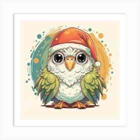 Owl In Santa Hat Art Print