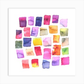 Squares Strokes Colorful Square Art Print