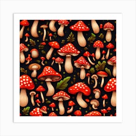 Seamless Pattern With Mushrooms 11 Art Print