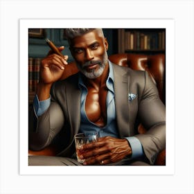 Portrait Of A Man With A Cigar-17 Art Print