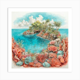 Coral Reef Island Art Print