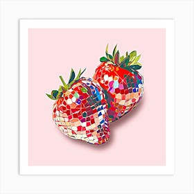 Disco Ball Strawberry  Art Print