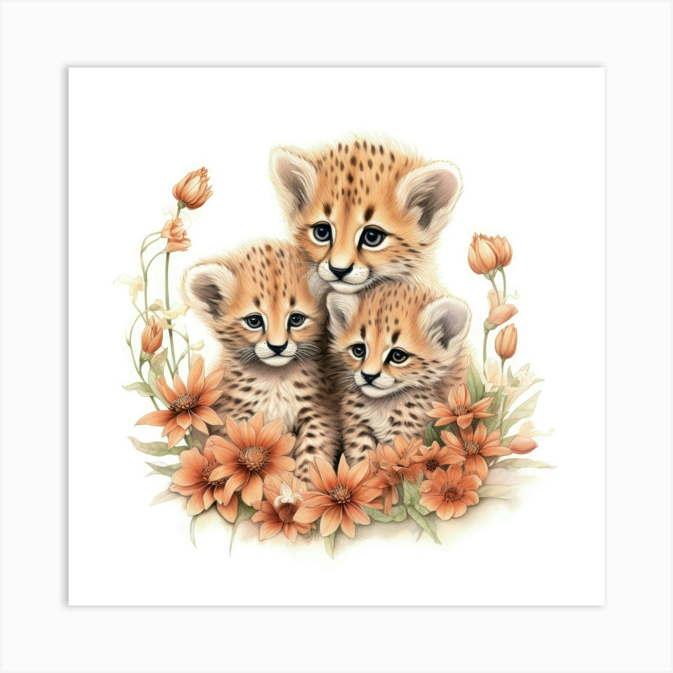 Cheetah Cubs 1 Art Print by Aloke Design