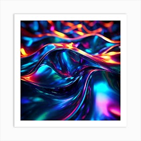 3d Light Colors Holographic Abstract Future Movement Shapes Dynamic Vibrant Flowing Lumi (7) Art Print