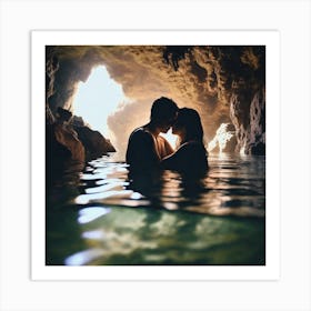 Couple Kissing In A Cave 1 Art Print