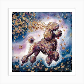 Poodle With Butterflies Art Print