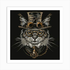 Steampunk Cat 8 Art Print