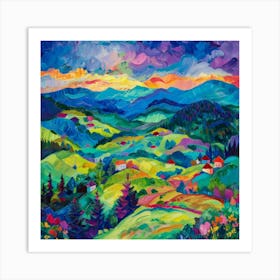 Sunset Over The Mountains 6 Art Print