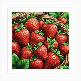 Strawberries In A Basket 2 Art Print