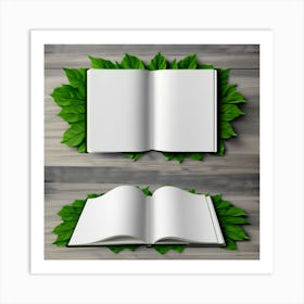 Open Book With Leaves Art Print