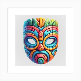 Watercolor Festival Tiki Mask 8 Art Print