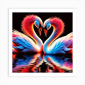 Swans Heart Art Print