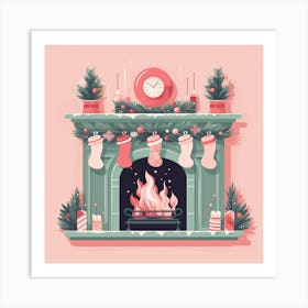 Christmas Fireplace 8 Art Print