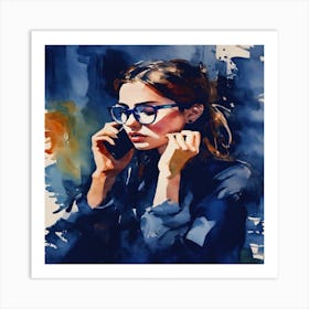 Woman Talking On The Phone Art Print