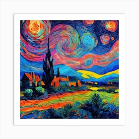 Starry Night Style  by Vincent Van Gogh Art Print