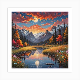 Sunset In The Mountains 2 Art Print