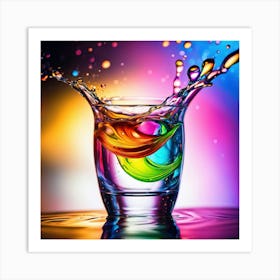 Splashes In A Colorful Glass Art Print