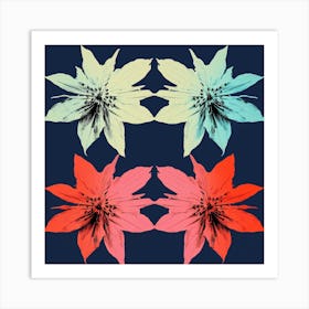 Andy Warhol Style Pop Art Flowers Edelweiss 2 Square Art Print