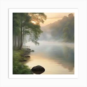 Sunrise By The River Art Print