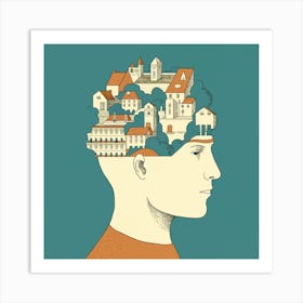 Illustration Of A Man'S Head Art Print