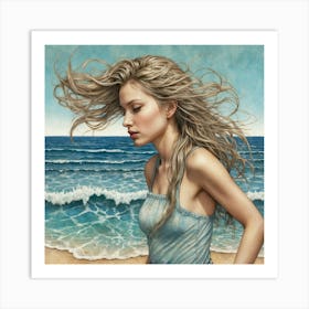 Girl On The Beach Art Print