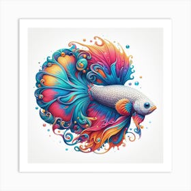 Something Fishy 3/4 (colourful rainbow sea river wall art decoration) Art Print