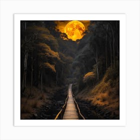 Full Moon Over The Woods 1 Art Print