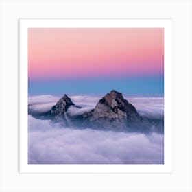 The tops of the moutains above the clouds Art Print