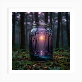 Mason Jar Forest Art Print