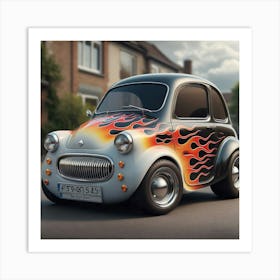 Flaming Car Art Print