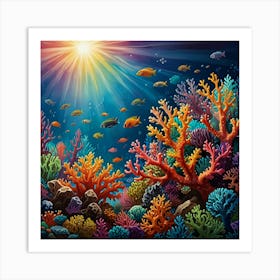 Underwater Coral Reef Background Paintings Art Print Art Print