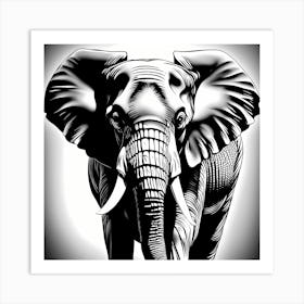 Elephant Black and White Vector, 1353 Art Print