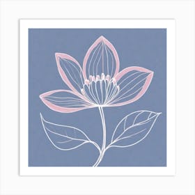 A White And Pink Flower In Minimalist Style Square Composition 383 Art Print