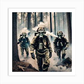 Gas Masks In The Forest 2 Art Print