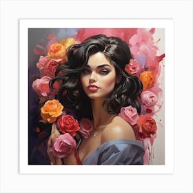 Girl With Roses 1 Art Print