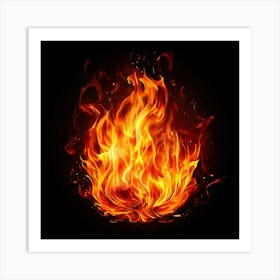 Flames On Black Background 80 Art Print