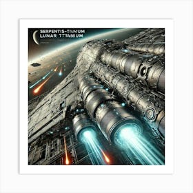 A Close Up Futuristic Sci Fi Depiction Of A Serpentis Bomber Lunar Titanium Art Print