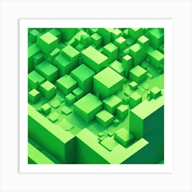 Green Cubes Art Print