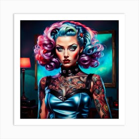 Sexy Woman With Colorful Hair Art Print