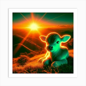 Calf In The Grass Art Print