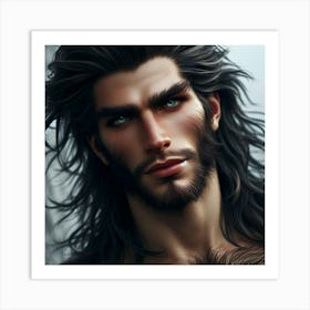 Man With Long Hair Art Print