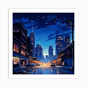 Anime City Night Art Print