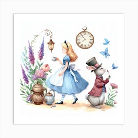 Alice and Peter Rabbit in Wonderland 3 Art Print