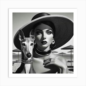 Woman And A Greyhound 3 Art Print