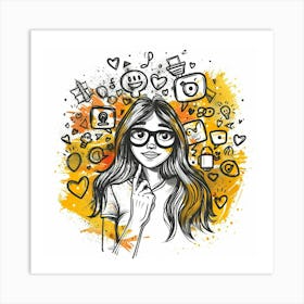 Social Media Girl 1 Art Print