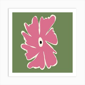 Pink and green bold flower Art Print