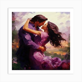 Kissing Couple Art Print