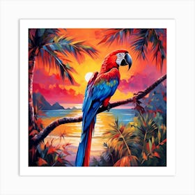 Sunset Parrot 1 Art Print