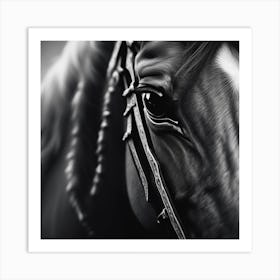 Black And White Horse Portrait Art Print